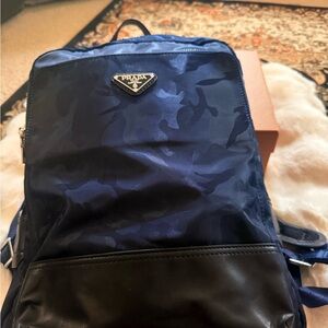 Prada Men's Navy Camouflage Backpack